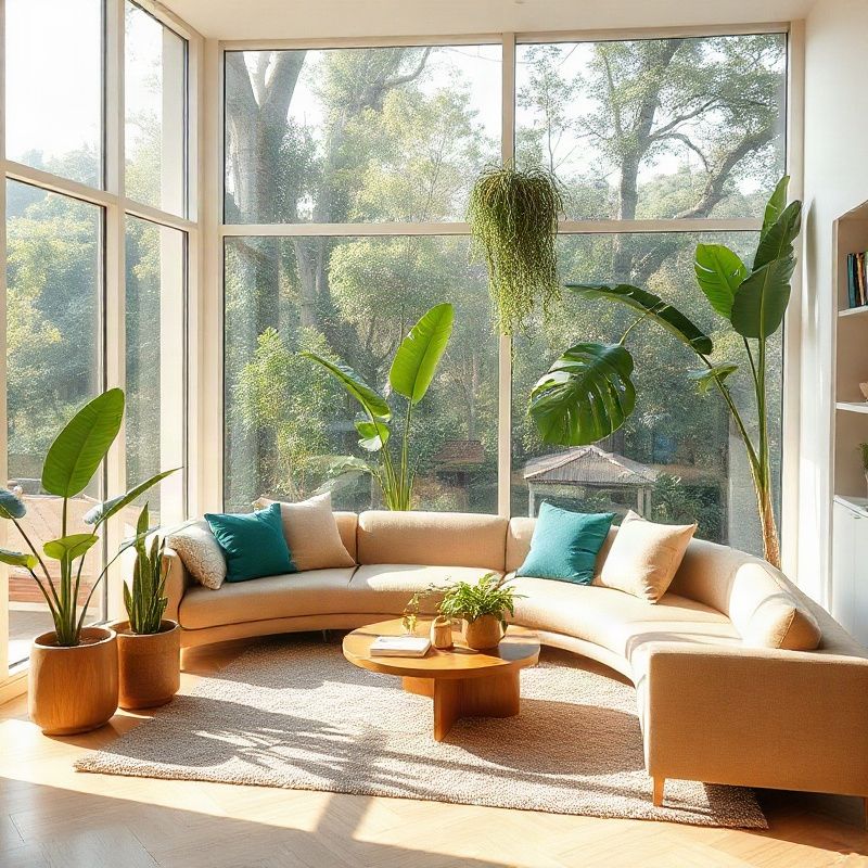 Sala de estar iluminada em apartamento na Pituba com almofadas verde esmeralda